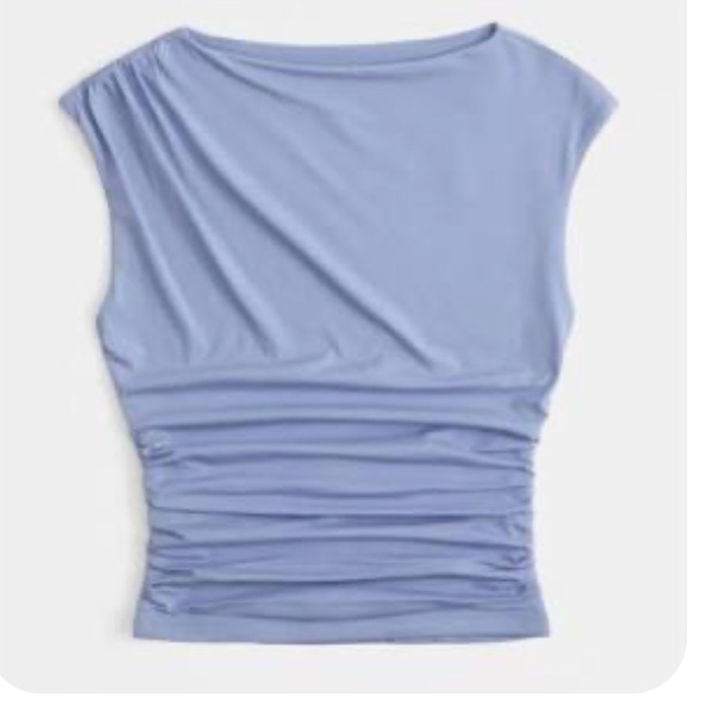 NEW WITH TAGS ABERCROMBIE DRAPED SLASH TOP IN BLUE